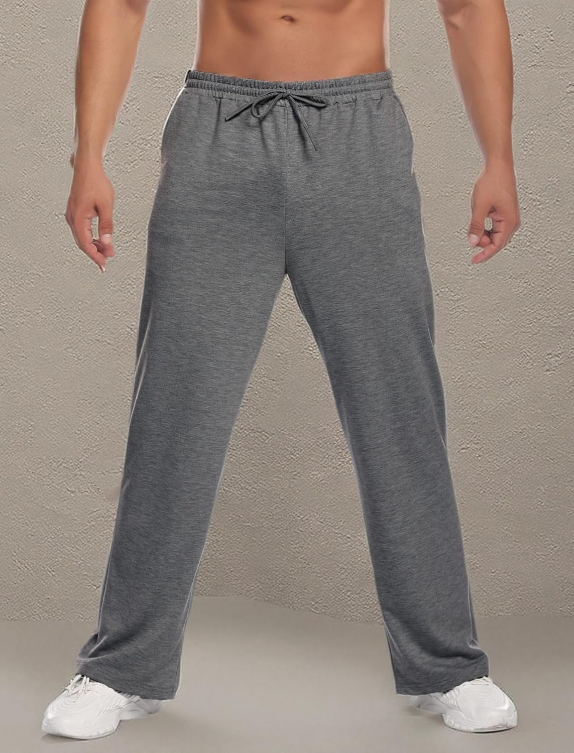Deyeek Men's Lightweight Sweatpants Open Bottom Sweat Pants for Men Straight Leg Gym Sweatpants Lounge Pants with Pockets