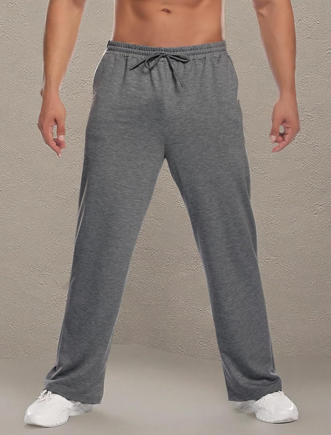 Deyeek Men's Lightweight Sweatpants Open Bottom Sweat Pants for Men Straight Leg Gym Sweatpants Lounge Pants with Pockets