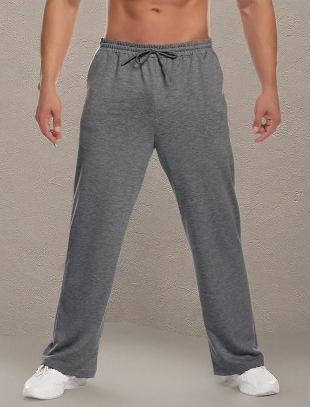 Deyeek Men's Lightweight Sweatpants Open Bottom Sweat Pants for Men Straight Leg Gym Sweatpants Lounge Pants with Pockets