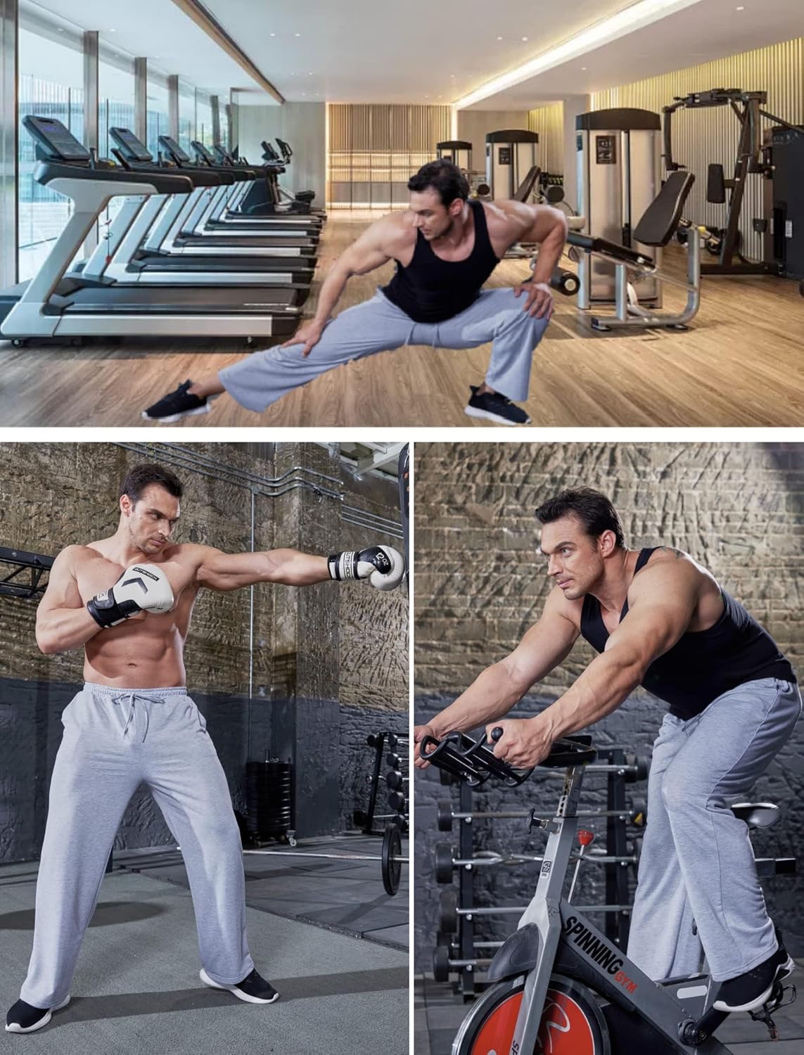 Deyeek Men's Lightweight Sweatpants Open Bottom Sweat Pants for Men Straight Leg Gym Sweatpants Lounge Pants with Pockets