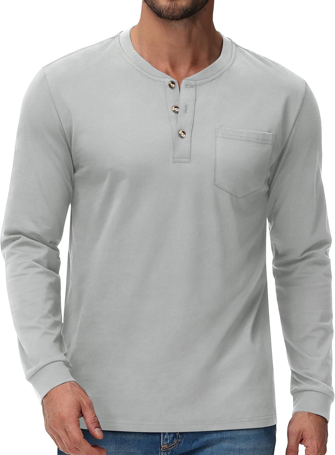 💫Clearance Sale-🔥12 PAIRS-$32.86⚡Men's Fashion Vintage Distressed Pocket Long Sleeve Henley Shirt