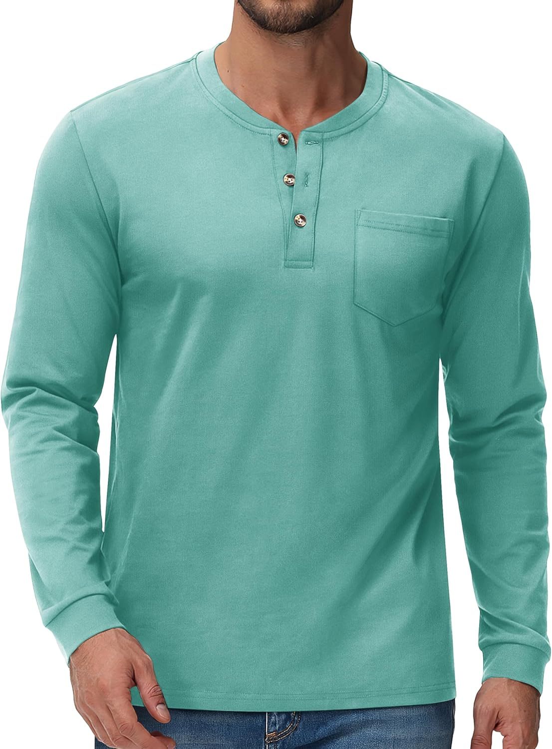 💫Clearance Sale-🔥12 PAIRS-$32.86⚡Men's Fashion Vintage Distressed Pocket Long Sleeve Henley Shirt
