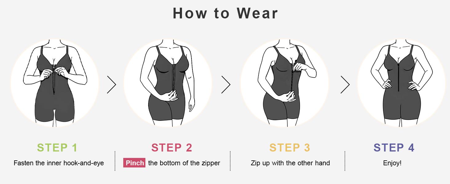 SHAPERX Shapewear for Women Tummy Control Bodysuits Zip-Up Comfort Ultra Stretch Fabric Customizable Fit Breathable Mesh Design Comfortable Fit