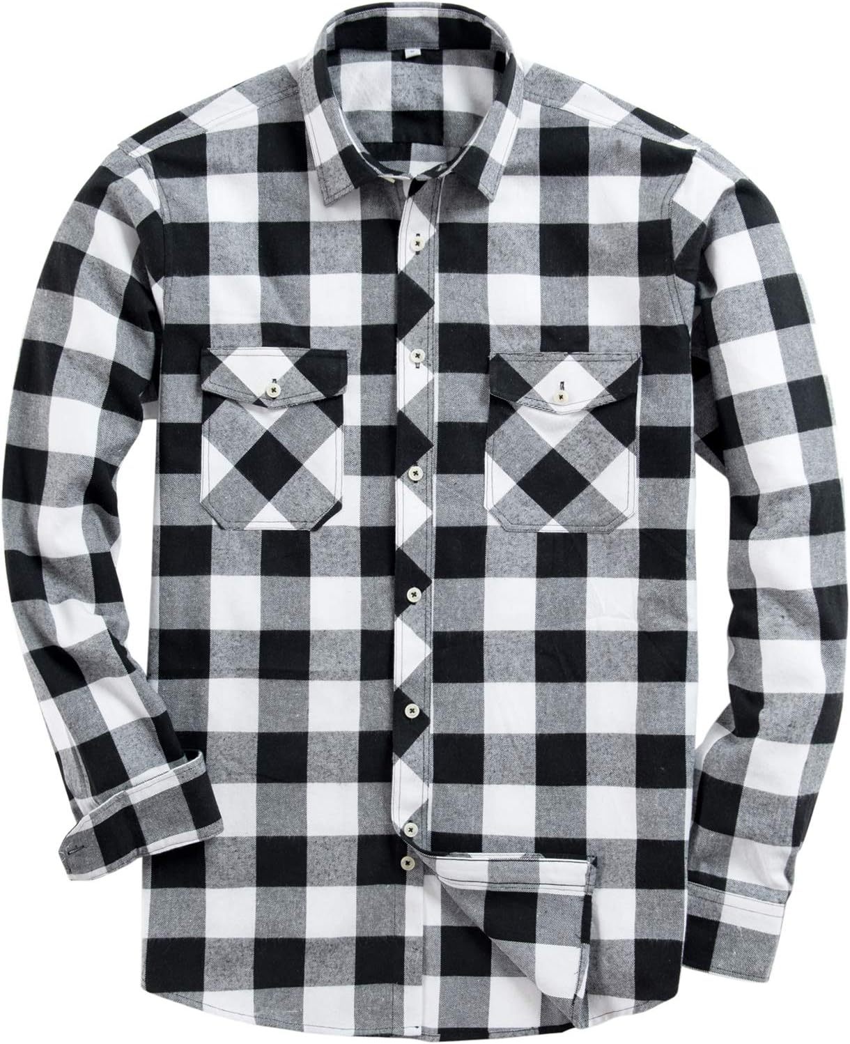 Alimens & Gentle Boy's Flannel Shirt Button Down Long Sleeve Plaid Casual Shirts
