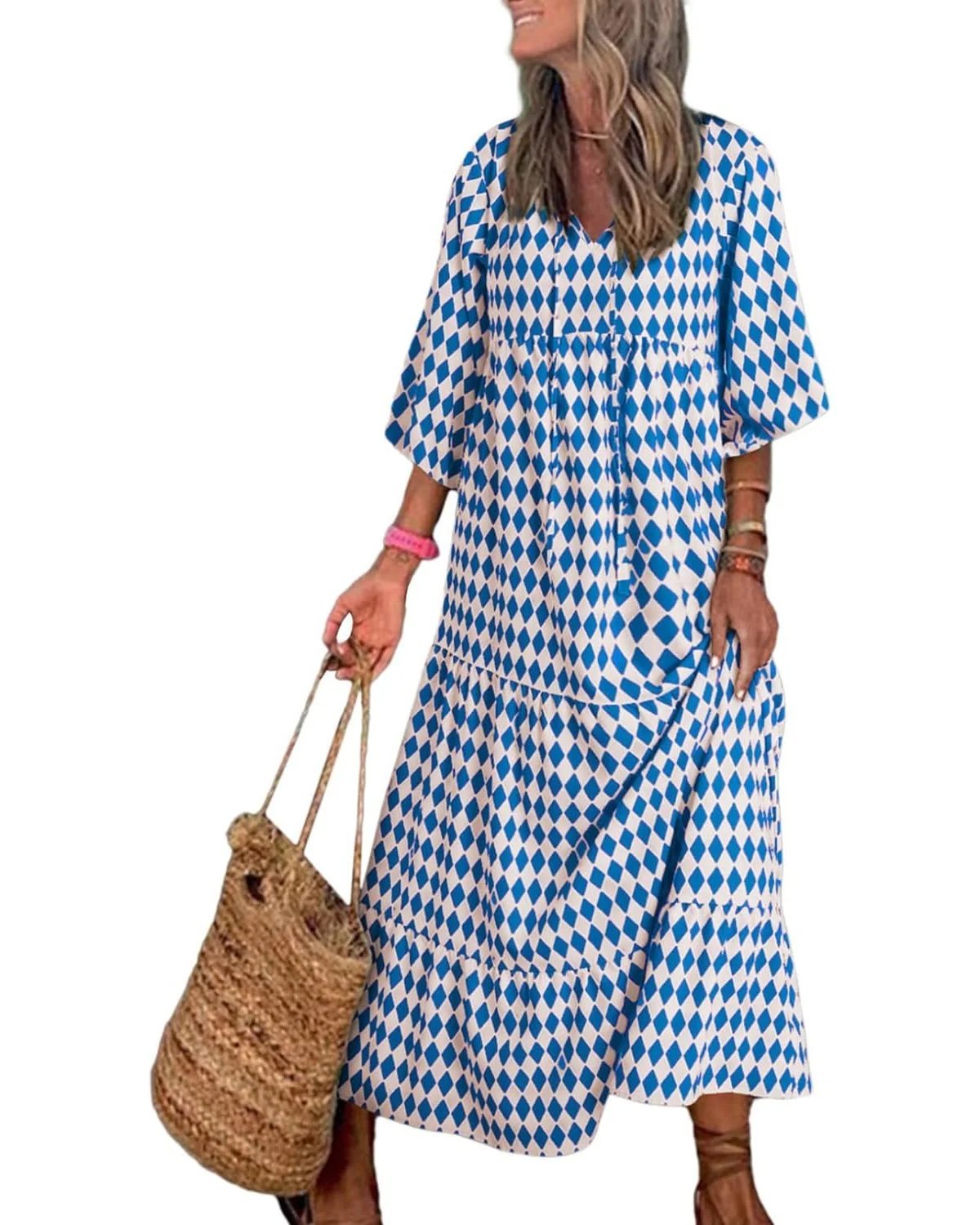 Last Day 89% OFF 🔥 ✨Women's Puff Sleeve Floral Boho Maxi Dress