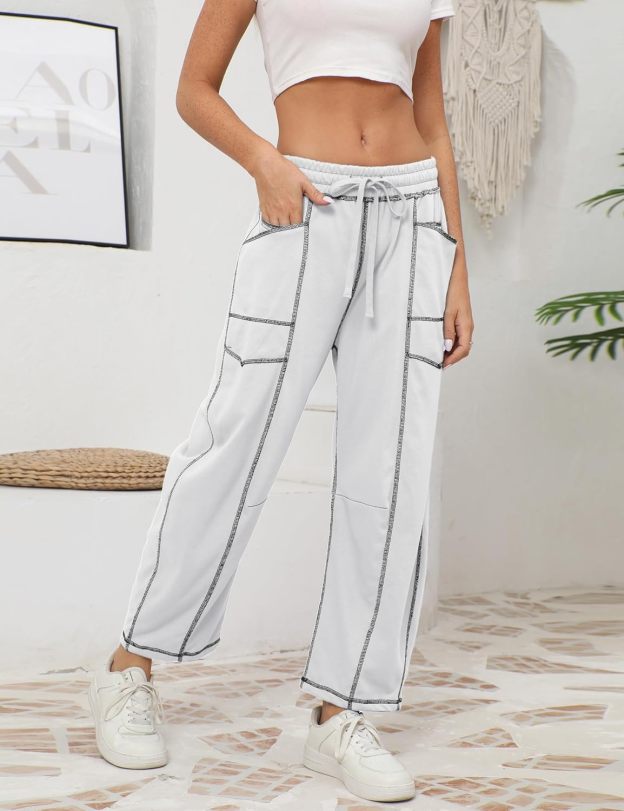 ⚡ Limited Stock – Grab Yours Now! 👇Women's Barrel Sweatpants - Baggy Wide Leg with Pockets & Drawstring