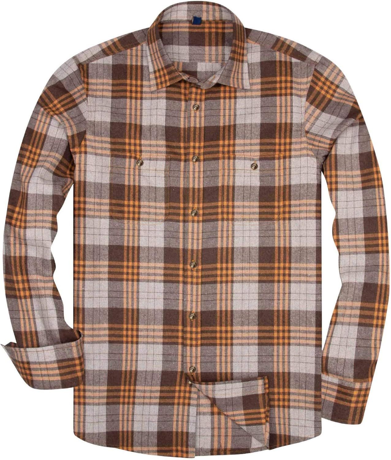 Alimens & Gentle Boy's Flannel Shirt Button Down Long Sleeve Plaid Casual Shirts