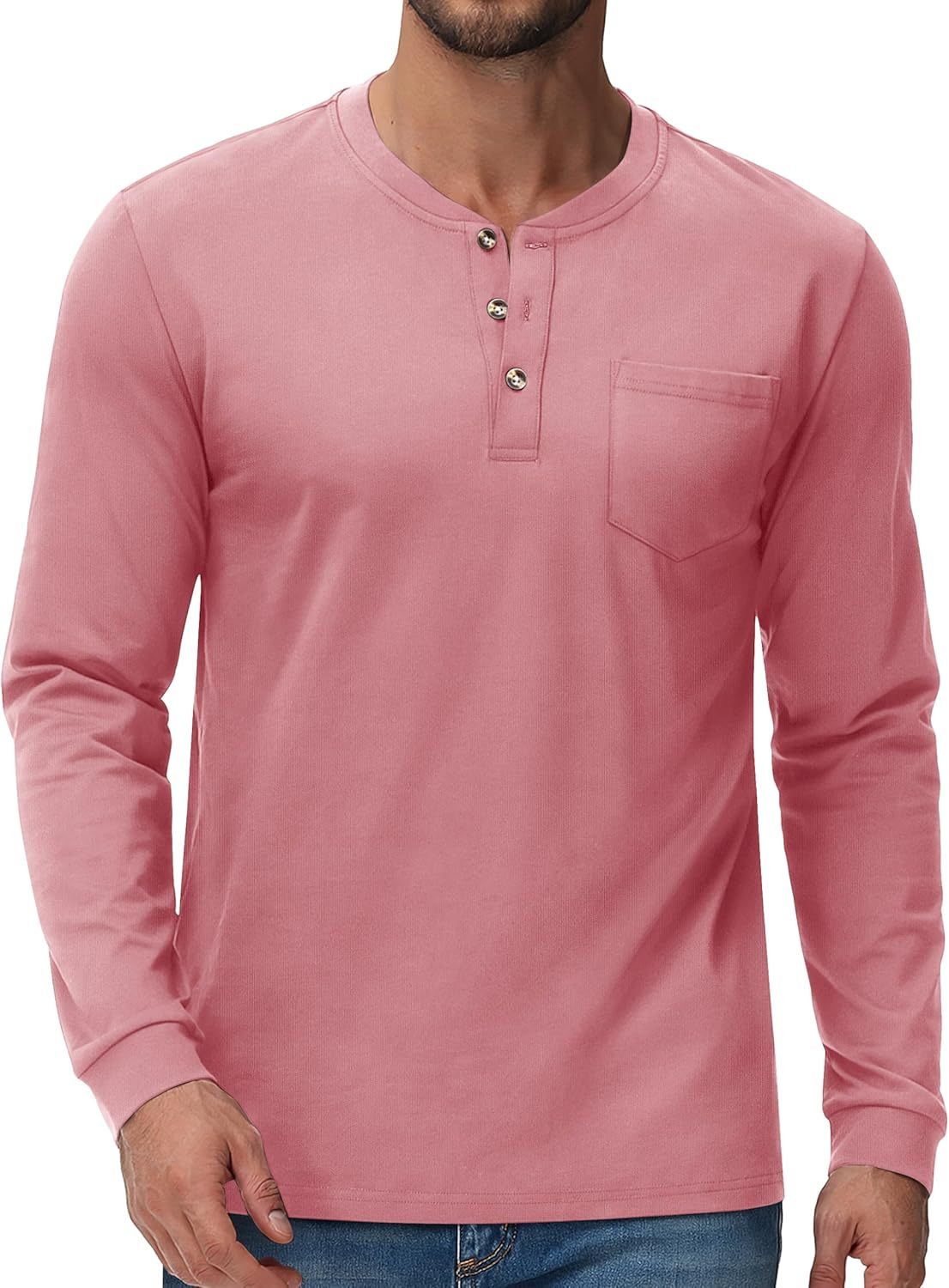 💫Clearance Sale-🔥12 PAIRS-$32.86⚡Men's Fashion Vintage Distressed Pocket Long Sleeve Henley Shirt