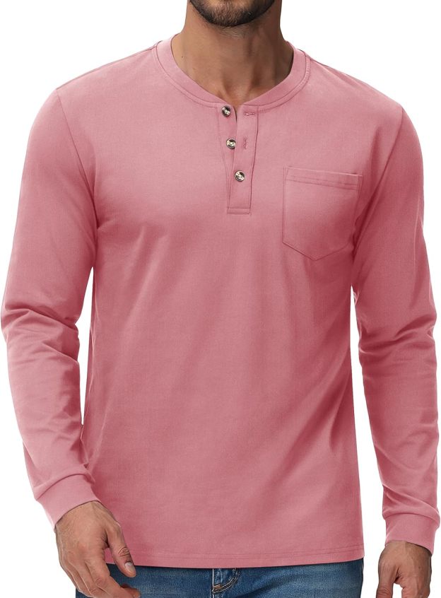 💫Clearance Sale-🔥12 PAIRS-$32.86⚡Men's Fashion Vintage Distressed Pocket Long Sleeve Henley Shirt