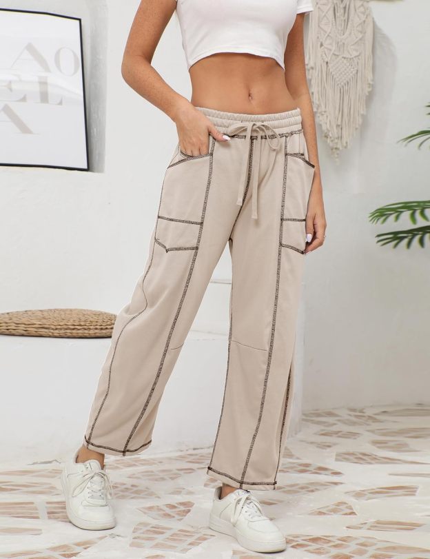 ⚡ Limited Stock – Grab Yours Now! 👇Women's Barrel Sweatpants - Baggy Wide Leg with Pockets & Drawstring