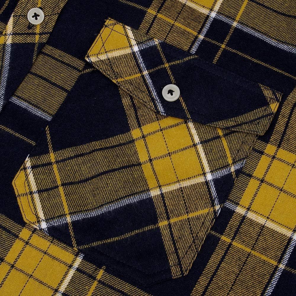 Alimens & Gentle Boy's Flannel Shirt Button Down Long Sleeve Plaid Casual Shirts