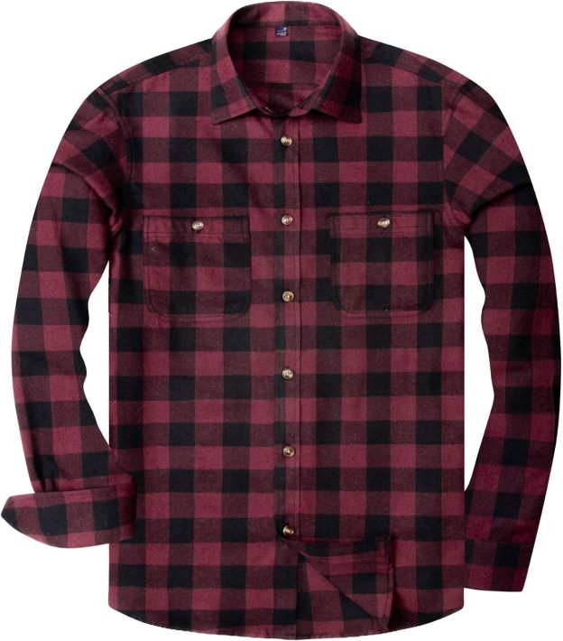 Alimens & Gentle Boy's Flannel Shirt Button Down Long Sleeve Plaid Casual Shirts