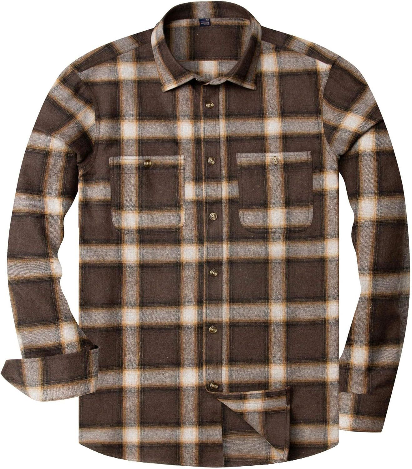 Alimens & Gentle Boy's Flannel Shirt Button Down Long Sleeve Plaid Casual Shirts