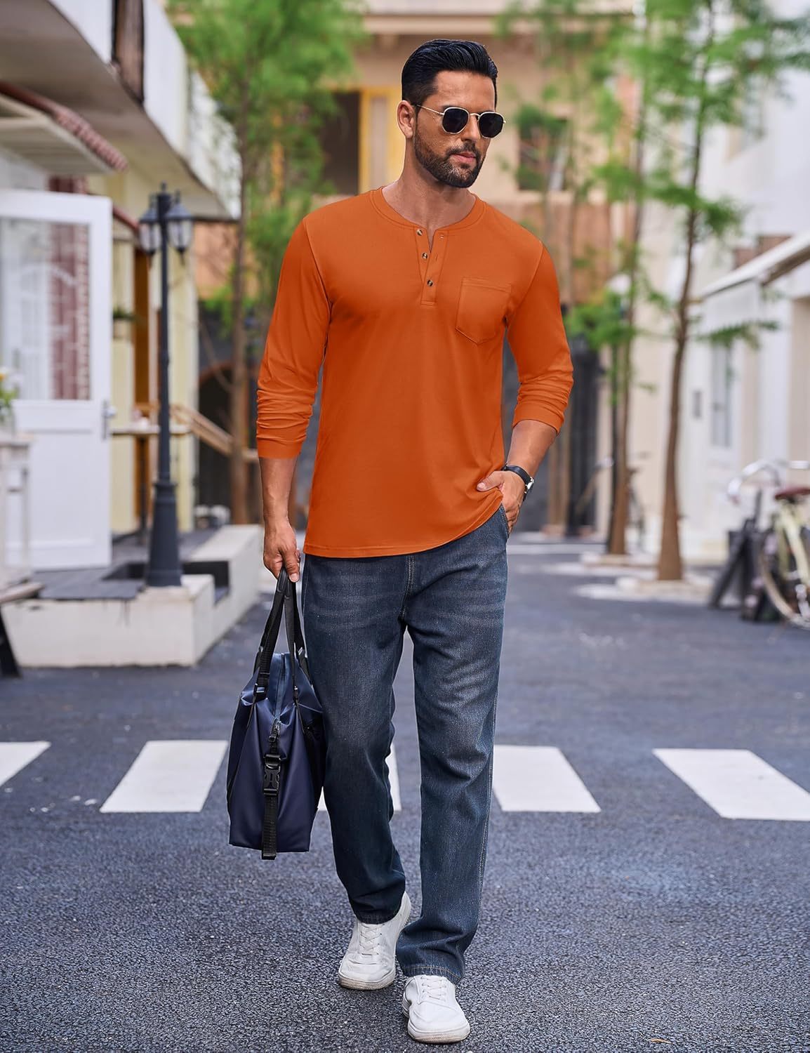 💫Clearance Sale-🔥12 PAIRS-$32.86⚡Men's Fashion Vintage Distressed Pocket Long Sleeve Henley Shirt