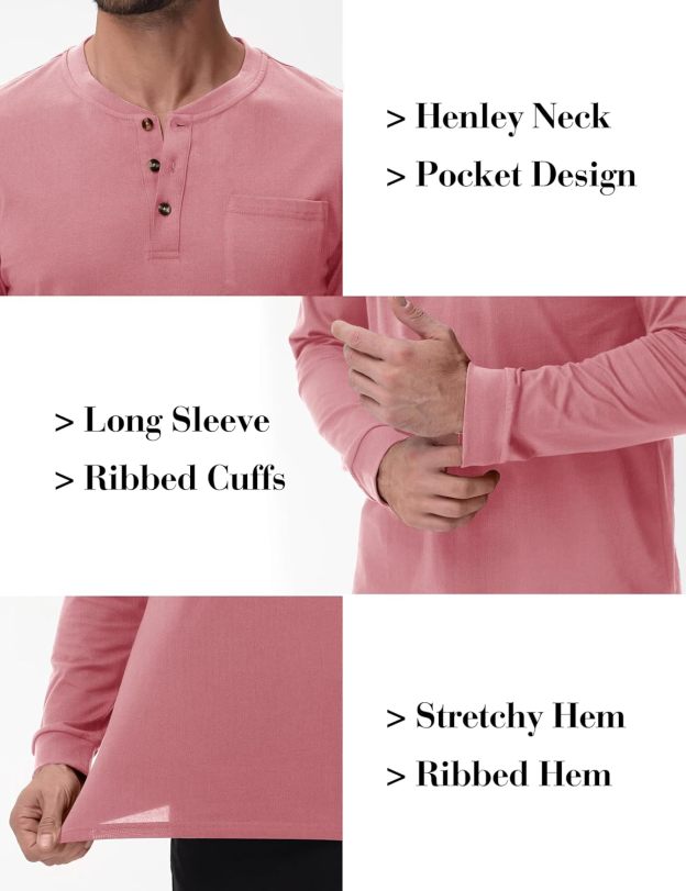 💫Clearance Sale-🔥12 PAIRS-$32.86⚡Men's Fashion Vintage Distressed Pocket Long Sleeve Henley Shirt