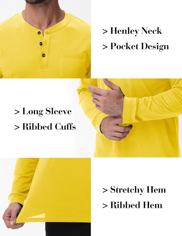 💫Clearance Sale-🔥12 PAIRS-$32.86⚡Men's Fashion Vintage Distressed Pocket Long Sleeve Henley Shirt