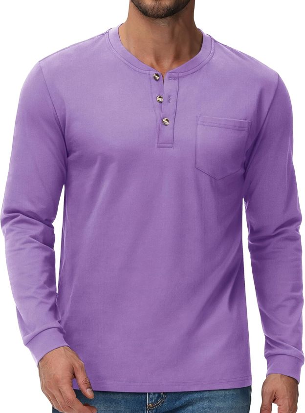 💫Clearance Sale-🔥12 PAIRS-$32.86⚡Men's Fashion Vintage Distressed Pocket Long Sleeve Henley Shirt