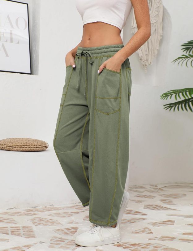 ⚡ Limited Stock – Grab Yours Now! 👇Women's Barrel Sweatpants - Baggy Wide Leg with Pockets & Drawstring
