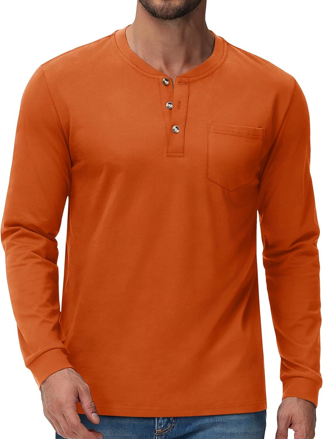 💫Clearance Sale-🔥12 PAIRS-$32.86⚡Men's Fashion Vintage Distressed Pocket Long Sleeve Henley Shirt