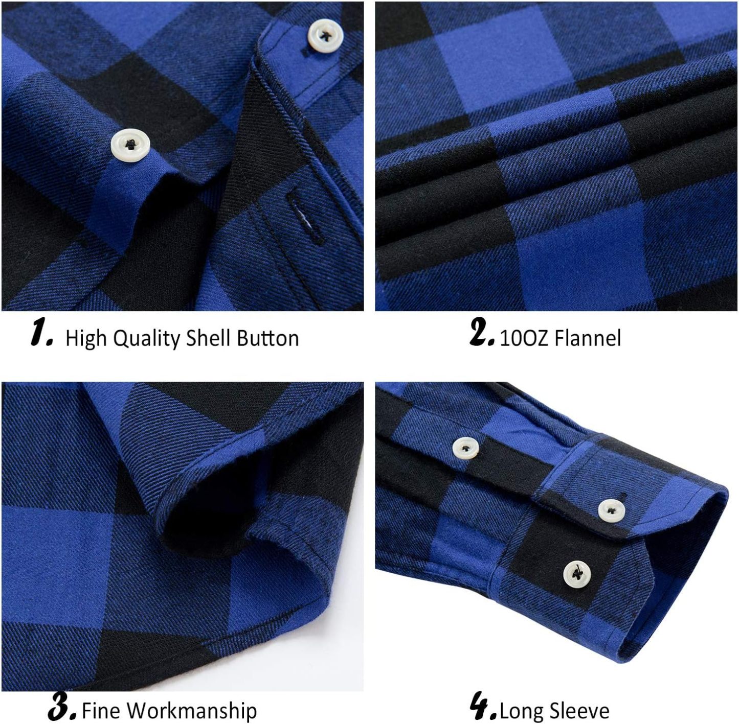 Alimens & Gentle Boy's Flannel Shirt Button Down Long Sleeve Plaid Casual Shirts