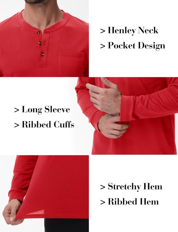 💫Clearance Sale-🔥12 PAIRS-$32.86⚡Men's Fashion Vintage Distressed Pocket Long Sleeve Henley Shirt