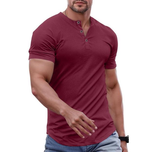 Men's simple and fitted stand-collar harem shirt