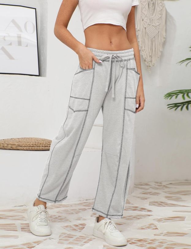 ⚡ Limited Stock – Grab Yours Now! 👇Women's Barrel Sweatpants - Baggy Wide Leg with Pockets & Drawstring