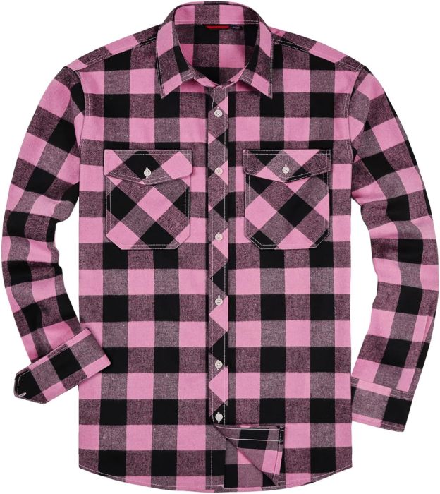 Alimens & Gentle Boy's Flannel Shirt Button Down Long Sleeve Plaid Casual Shirts