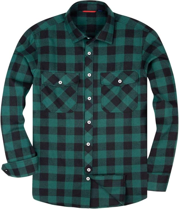 Alimens & Gentle Boy's Flannel Shirt Button Down Long Sleeve Plaid Casual Shirts
