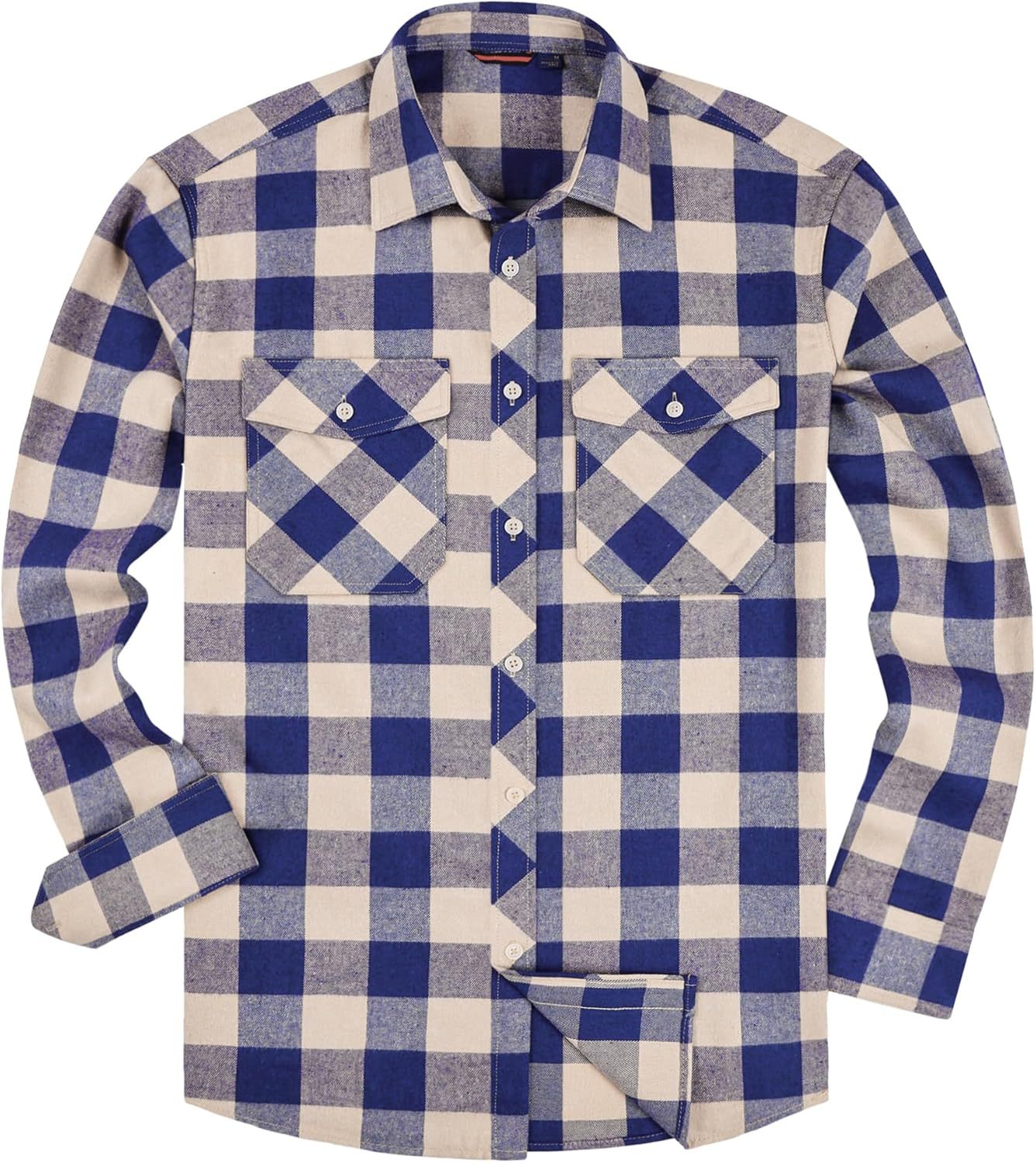 Alimens & Gentle Boy's Flannel Shirt Button Down Long Sleeve Plaid Casual Shirts