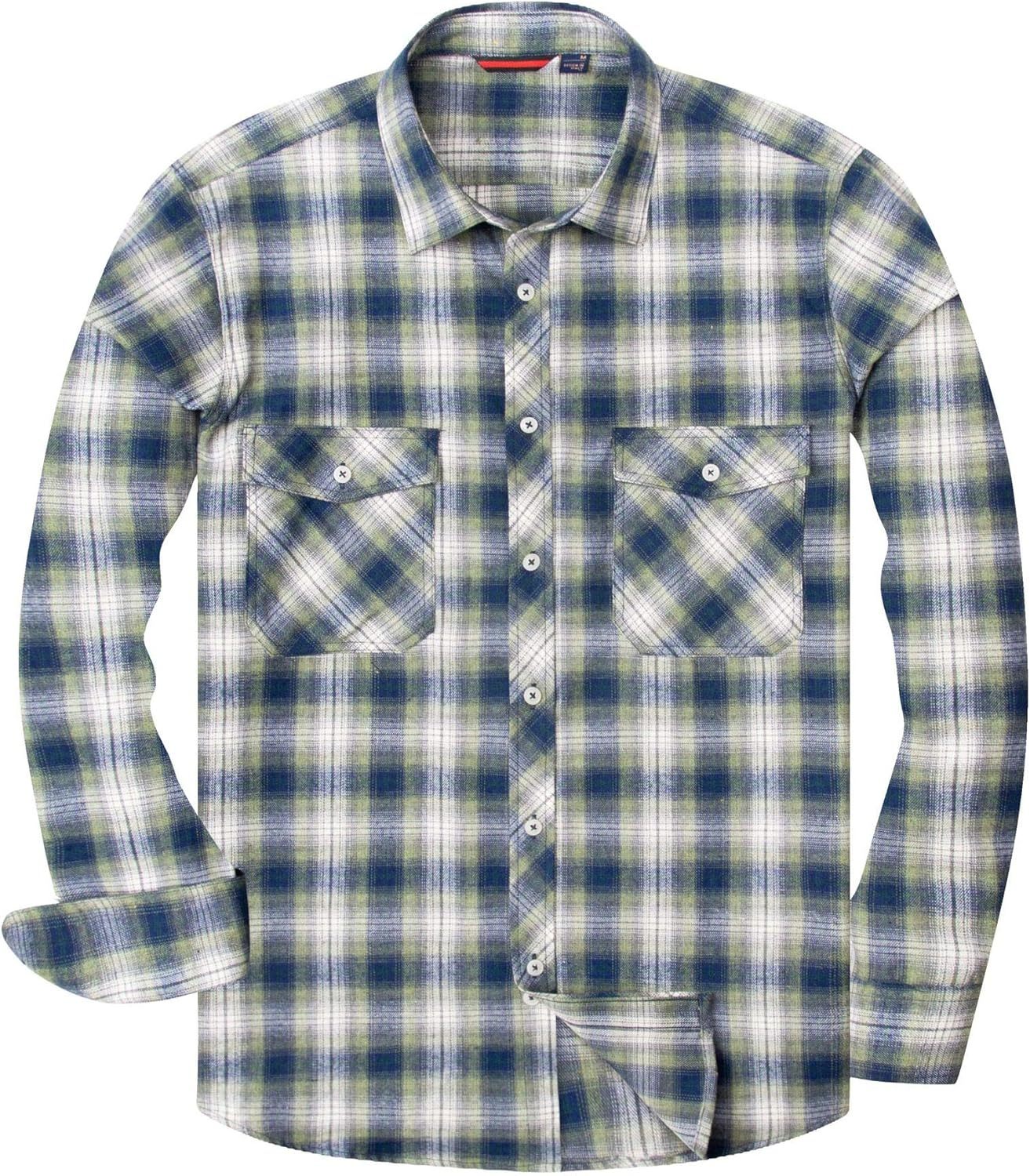 Alimens & Gentle Boy's Flannel Shirt Button Down Long Sleeve Plaid Casual Shirts