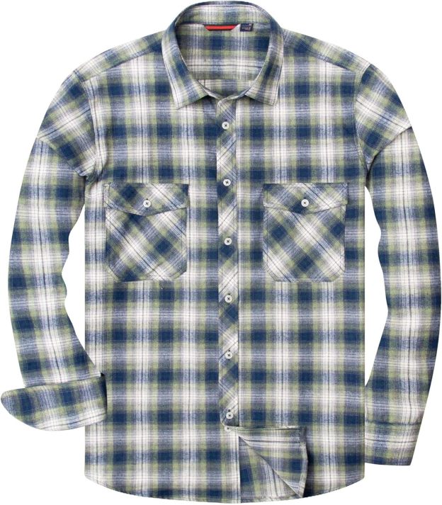 Alimens & Gentle Boy's Flannel Shirt Button Down Long Sleeve Plaid Casual Shirts