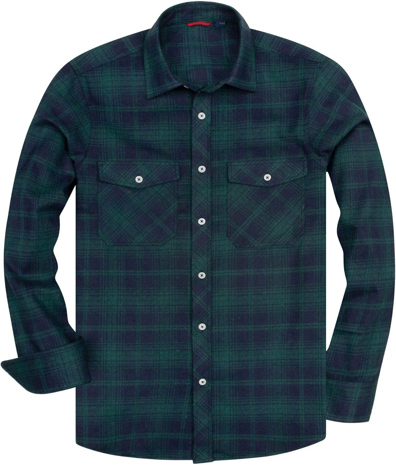 Alimens & Gentle Boy's Flannel Shirt Button Down Long Sleeve Plaid Casual Shirts