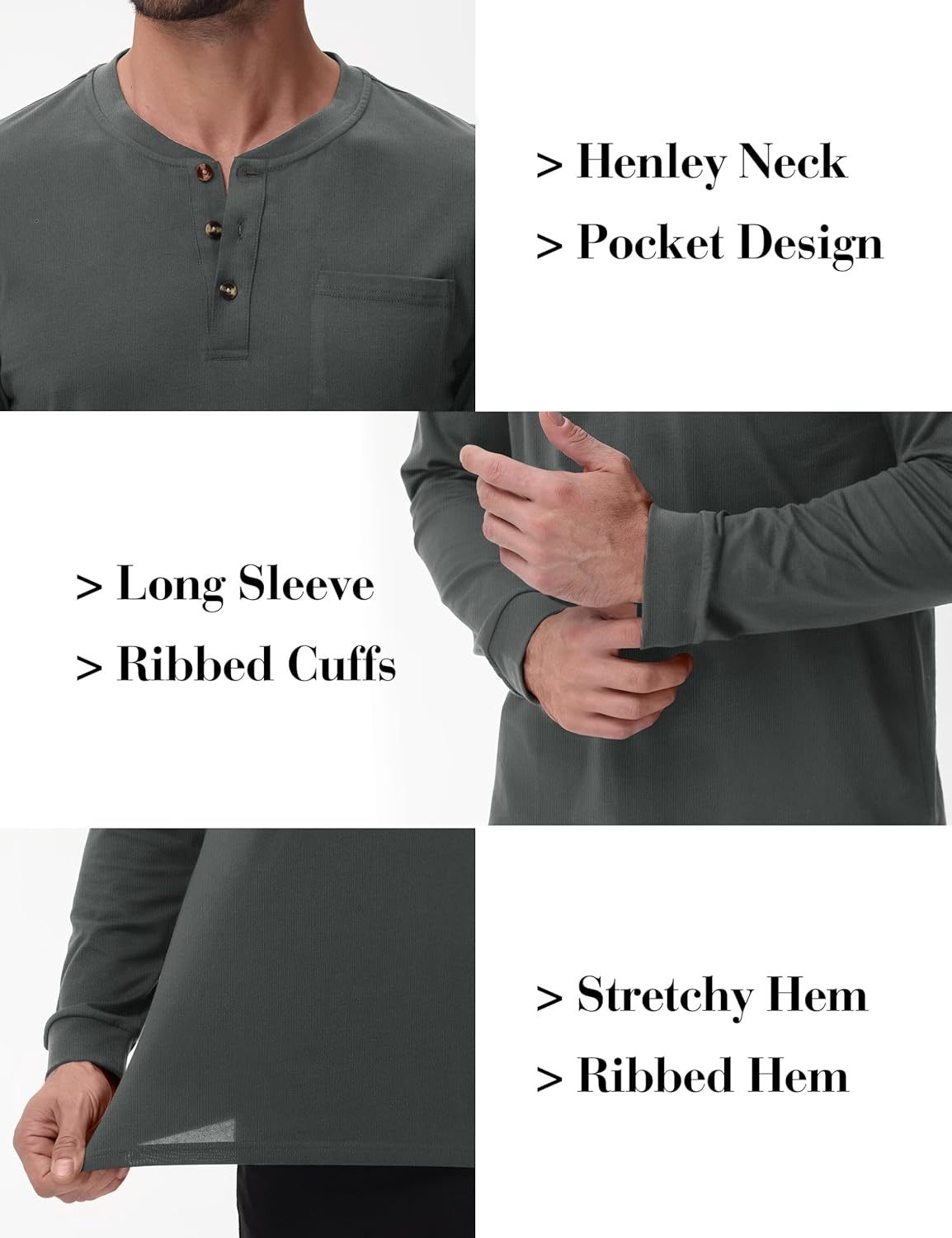 💫Clearance Sale-🔥12 PAIRS-$32.86⚡Men's Fashion Vintage Distressed Pocket Long Sleeve Henley Shirt