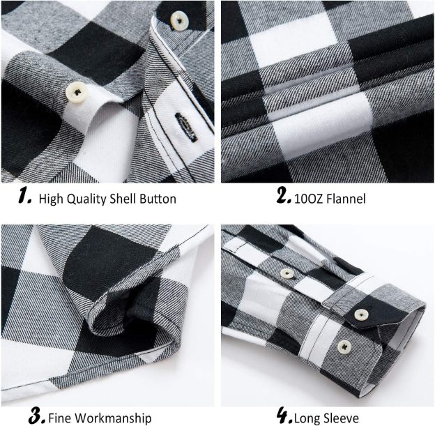 Alimens & Gentle Boy's Flannel Shirt Button Down Long Sleeve Plaid Casual Shirts