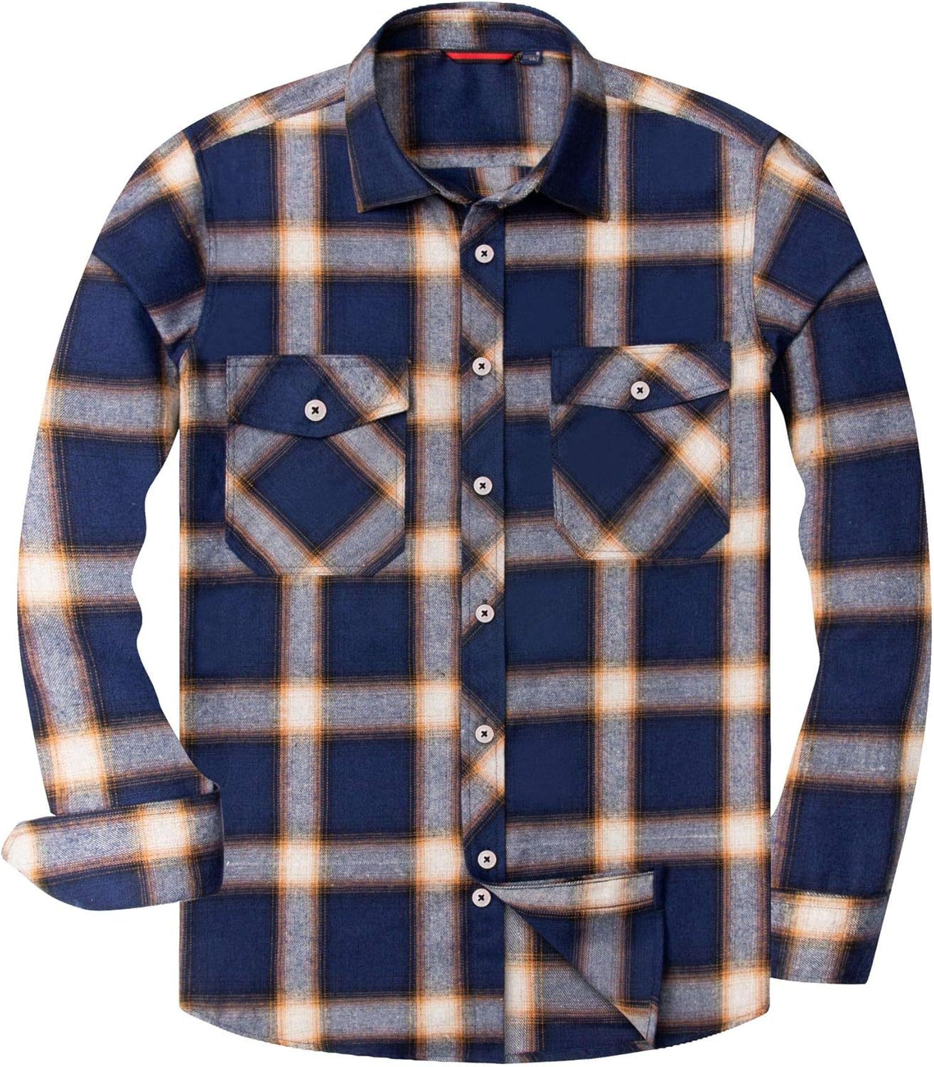 Alimens & Gentle Boy's Flannel Shirt Button Down Long Sleeve Plaid Casual Shirts