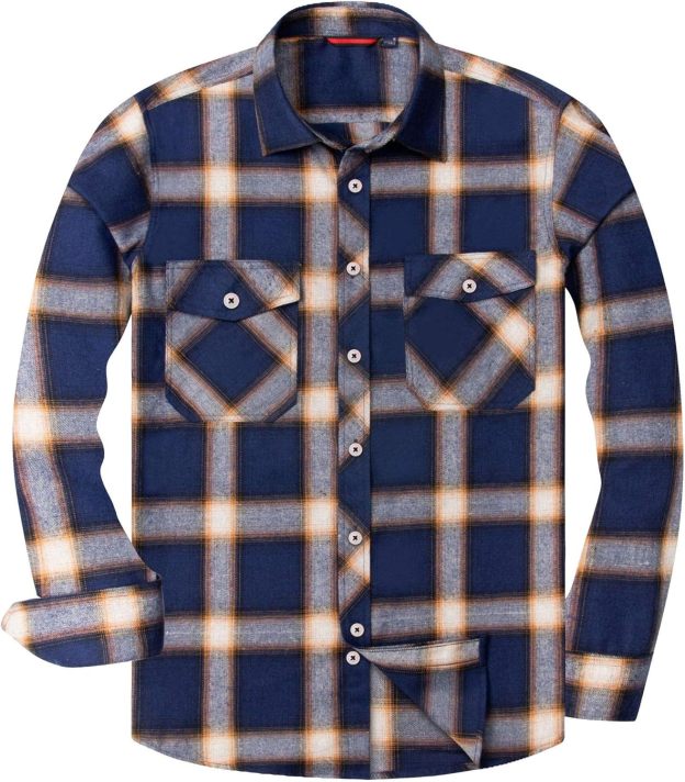 Alimens & Gentle Boy's Flannel Shirt Button Down Long Sleeve Plaid Casual Shirts