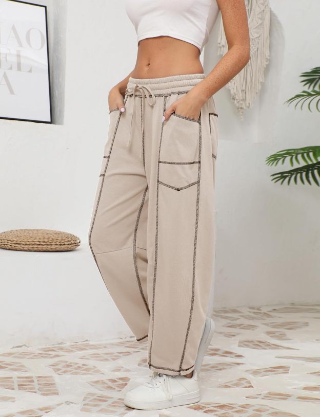 ⚡ Limited Stock – Grab Yours Now! 👇Women's Barrel Sweatpants - Baggy Wide Leg with Pockets & Drawstring