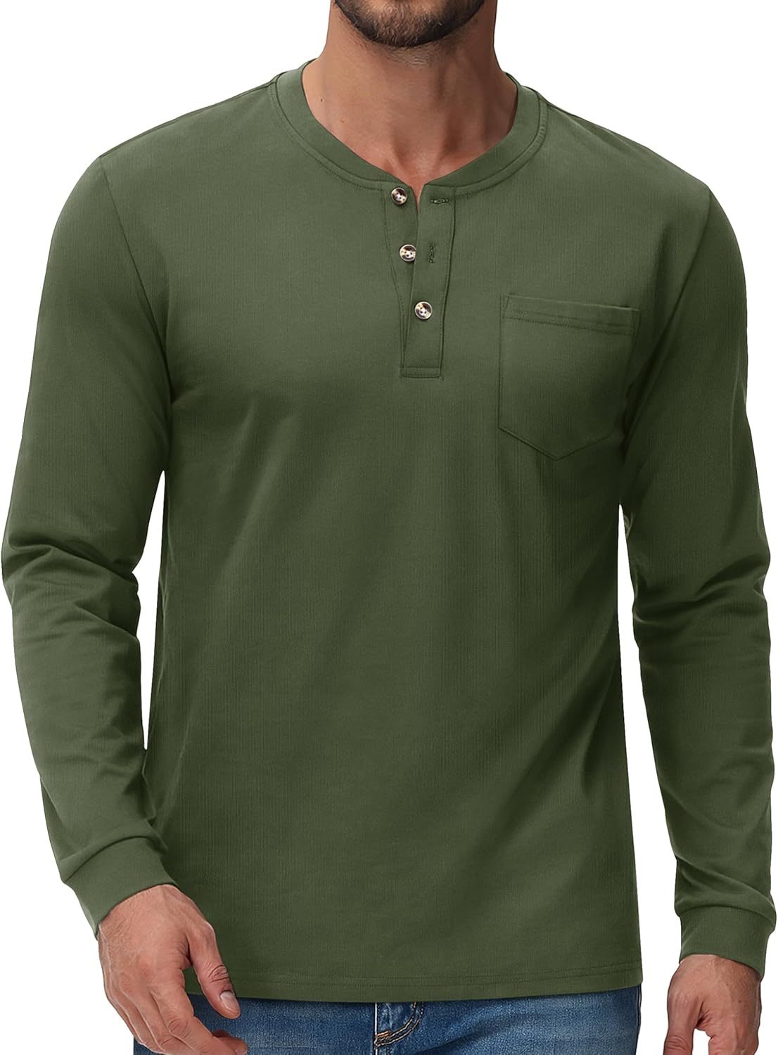 💫Clearance Sale-🔥12 PAIRS-$32.86⚡Men's Fashion Vintage Distressed Pocket Long Sleeve Henley Shirt