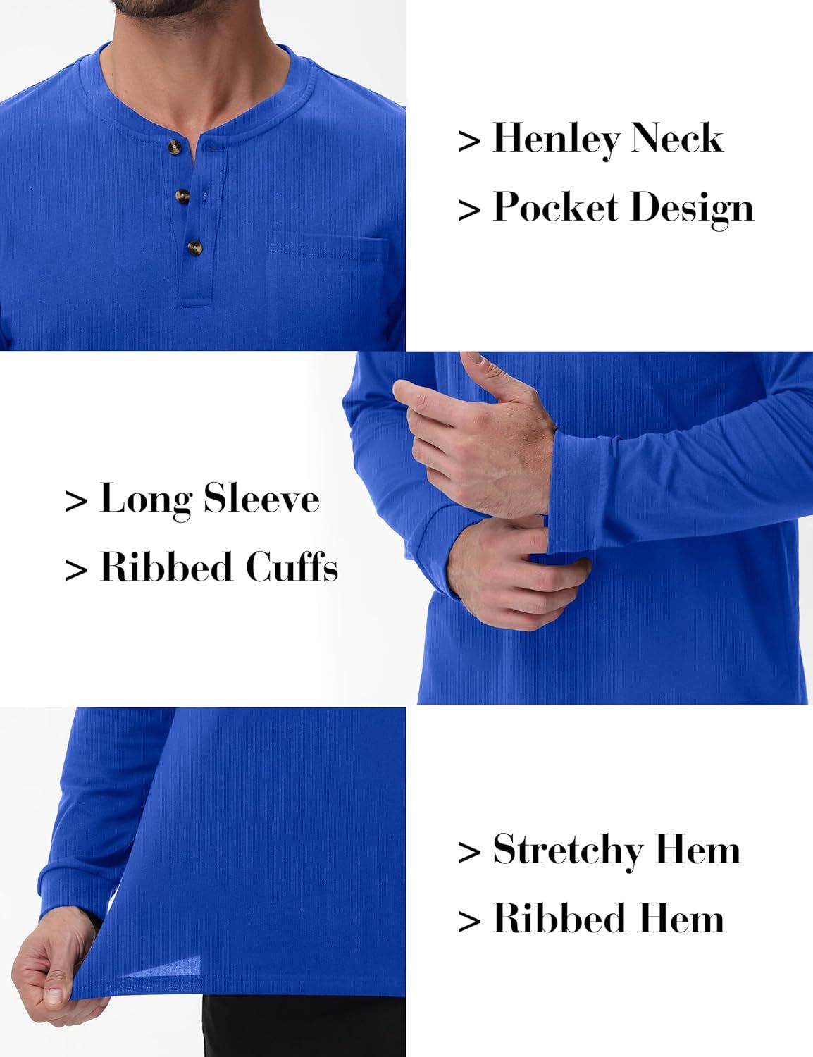 💫Clearance Sale-🔥12 PAIRS-$32.86⚡Men's Fashion Vintage Distressed Pocket Long Sleeve Henley Shirt