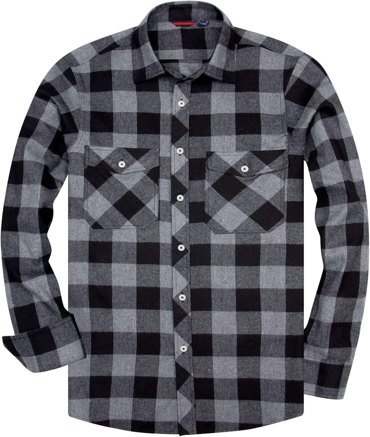 Alimens & Gentle Boy's Flannel Shirt Button Down Long Sleeve Plaid Casual Shirts