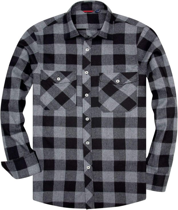 Alimens & Gentle Boy's Flannel Shirt Button Down Long Sleeve Plaid Casual Shirts