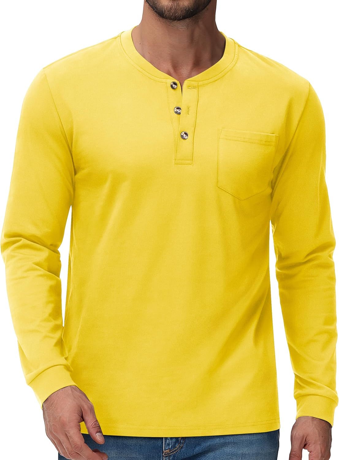 💫Clearance Sale-🔥12 PAIRS-$32.86⚡Men's Fashion Vintage Distressed Pocket Long Sleeve Henley Shirt