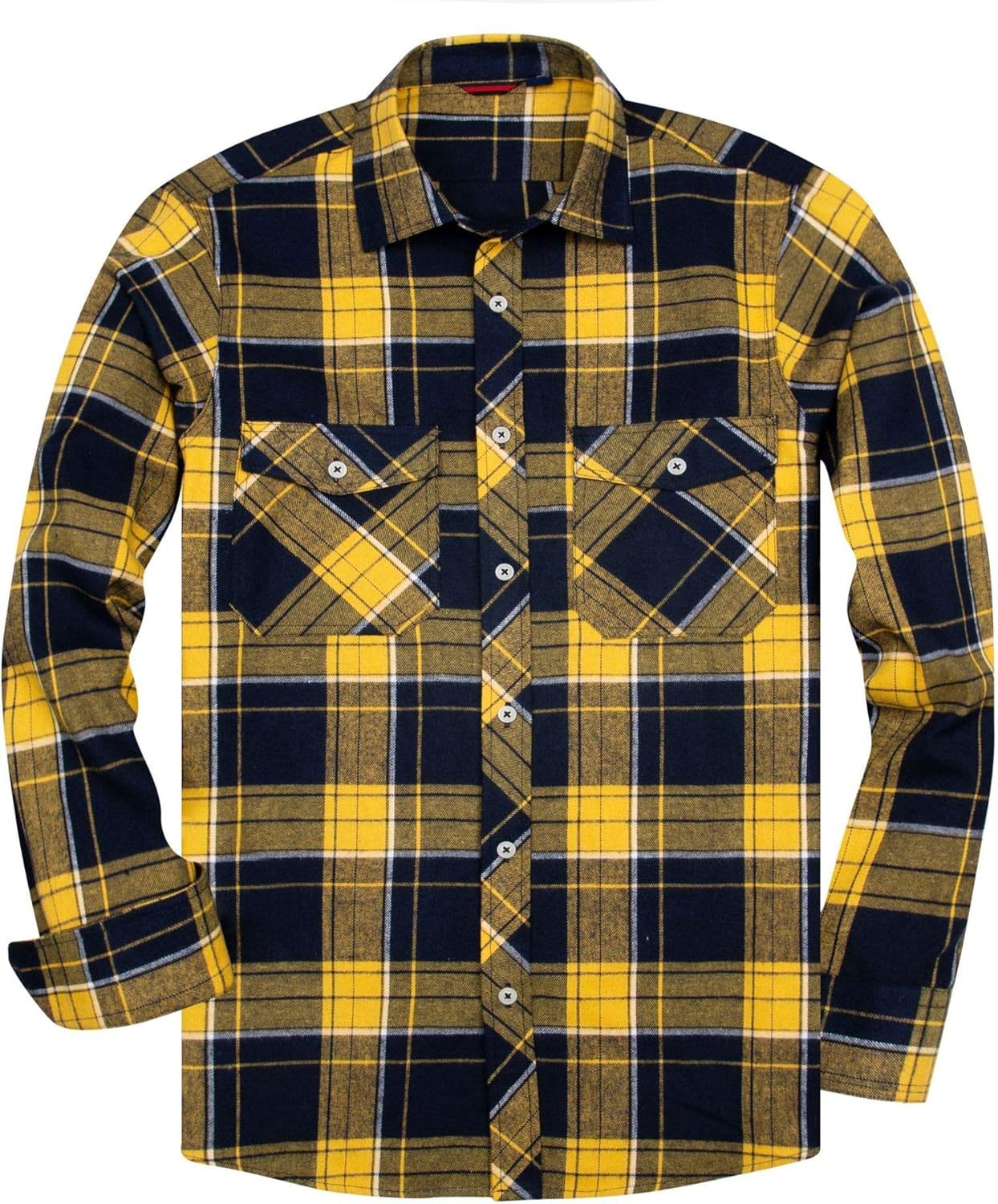 Alimens & Gentle Boy's Flannel Shirt Button Down Long Sleeve Plaid Casual Shirts