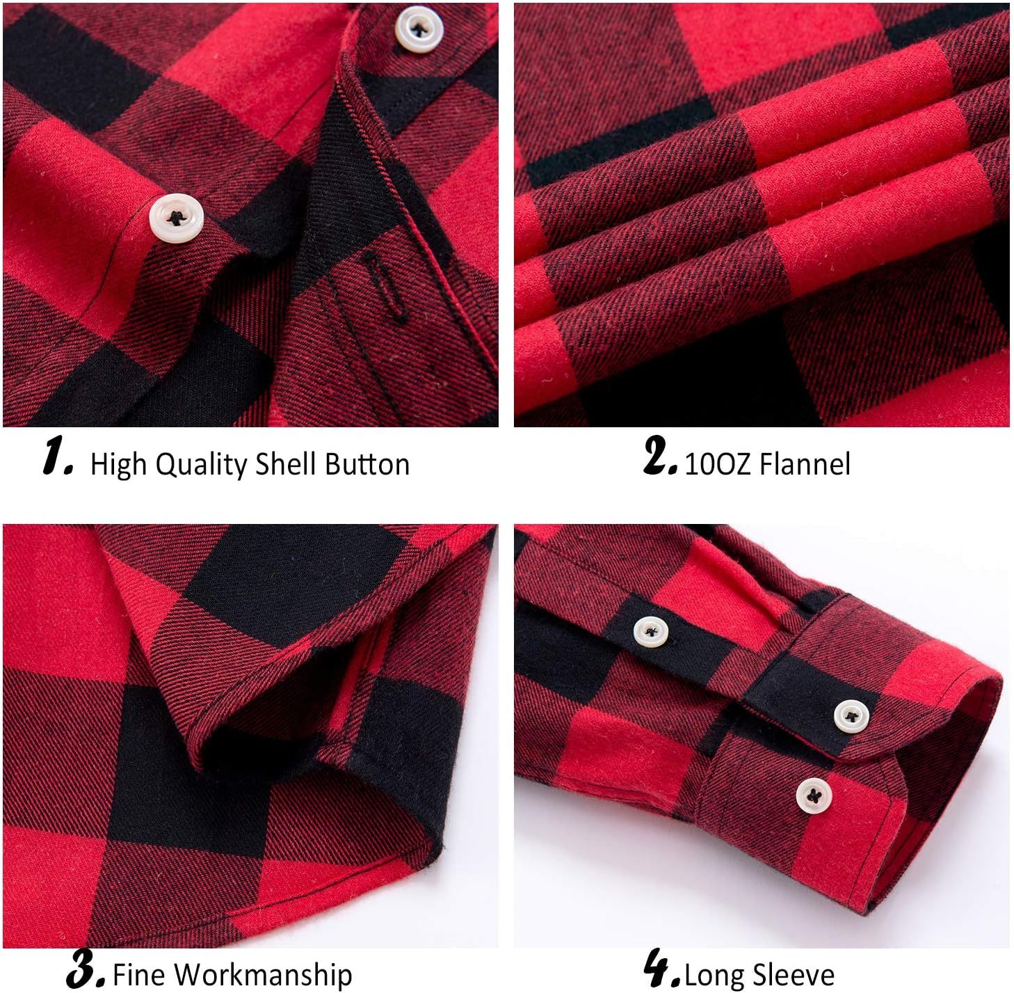 Alimens & Gentle Boy's Flannel Shirt Button Down Long Sleeve Plaid Casual Shirts