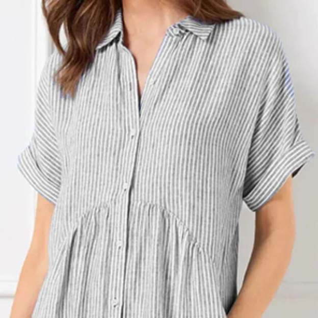 🔥LAST DAY SALE 89% OFF🔥 Striped Lapel Button Down Shirt Dress