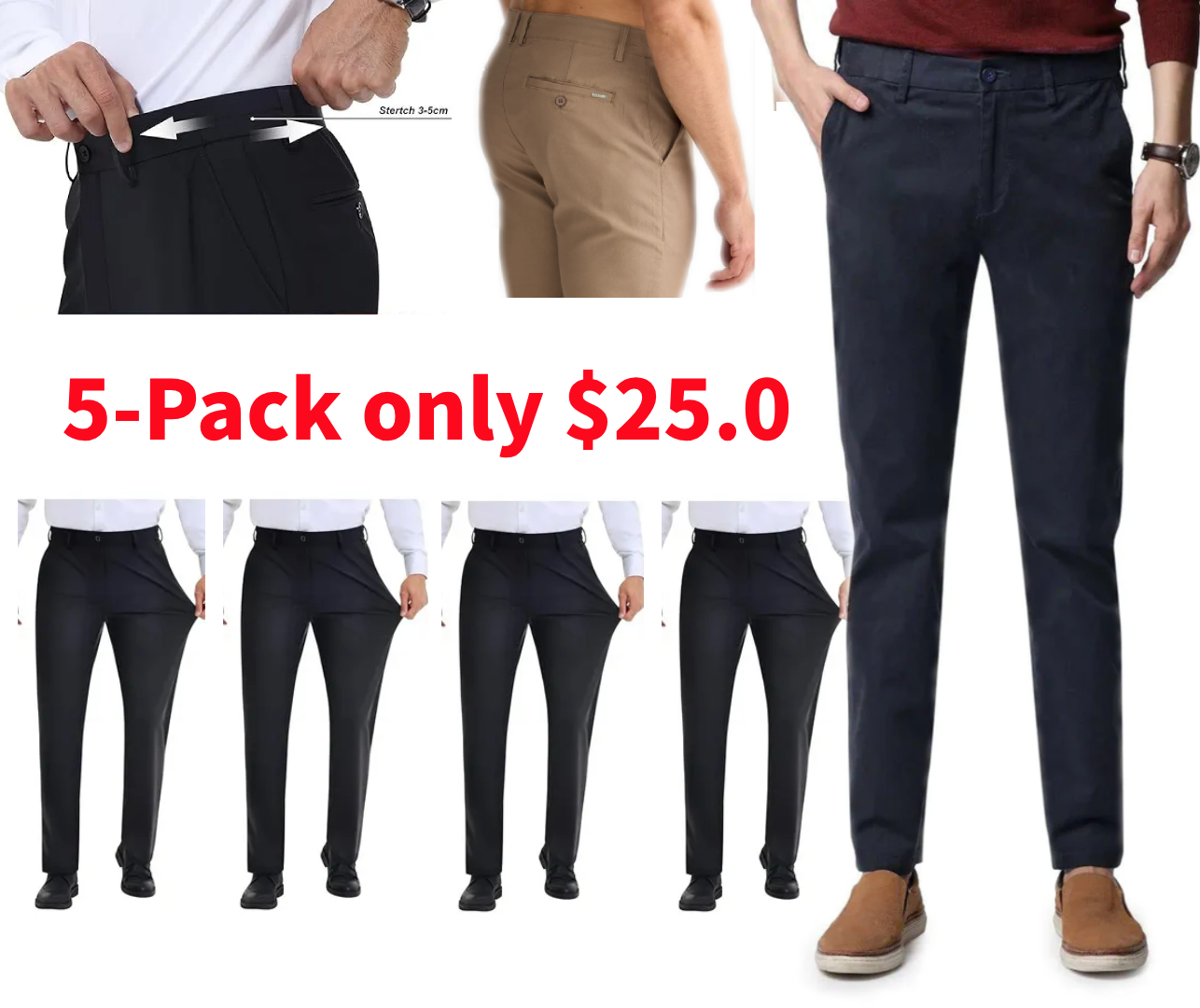 🔥Men's High Stretch Straight Fit Pants