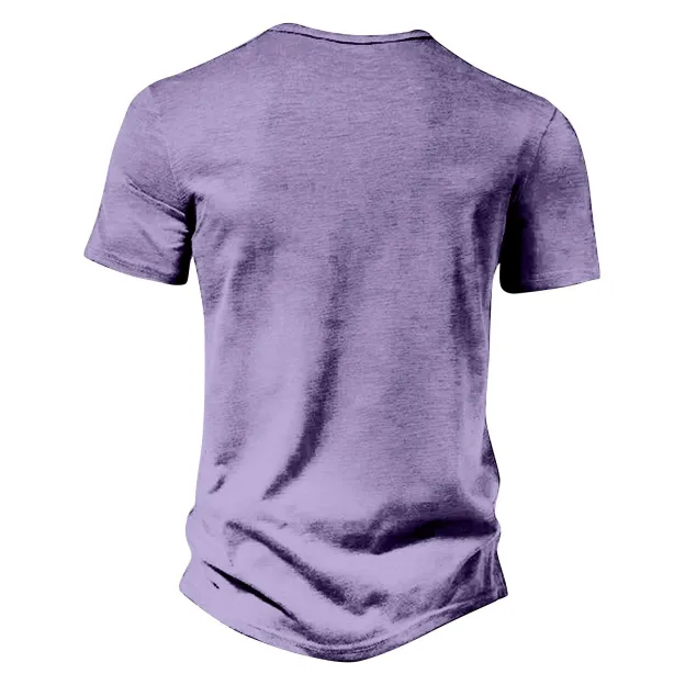 ⏰ TODAY ONLY🔥Clearance Sale!🔥 Men's Casual Solid Color Vintage Loose Pocket Short Sleeve Button-down Henley Shirt