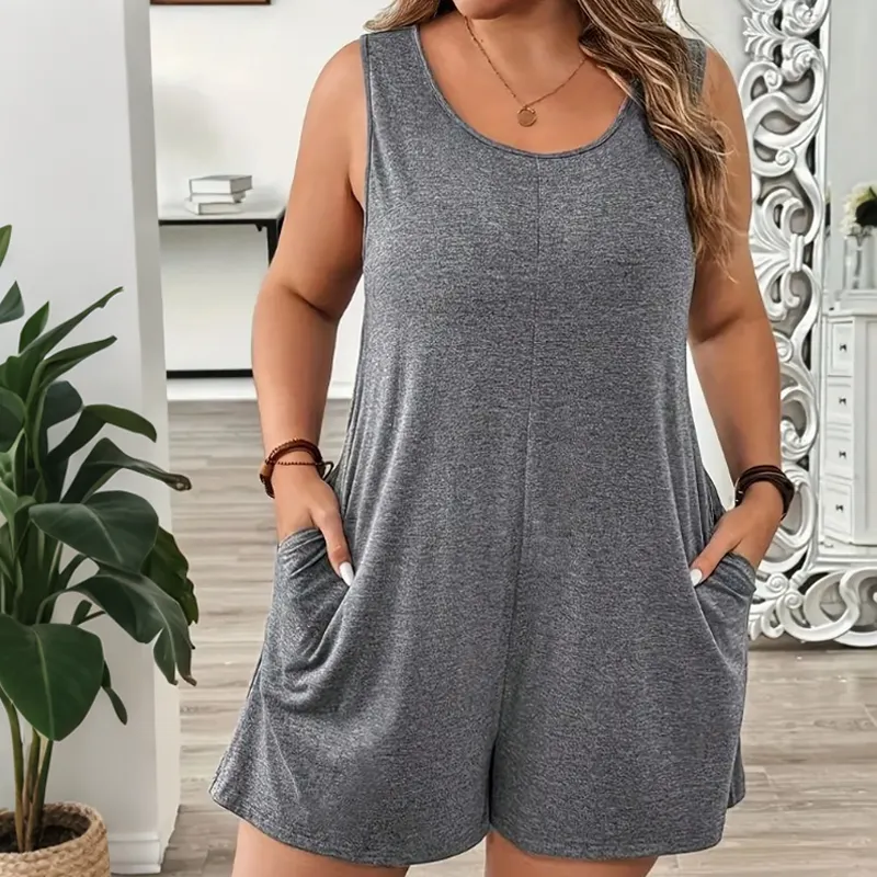 👗 LIMITED-TIME 90% OFF! 💥 Women's Plus Size Sleeveless Jumpsuit with Pockets – Flowy, Comfortable, Versatile ✨