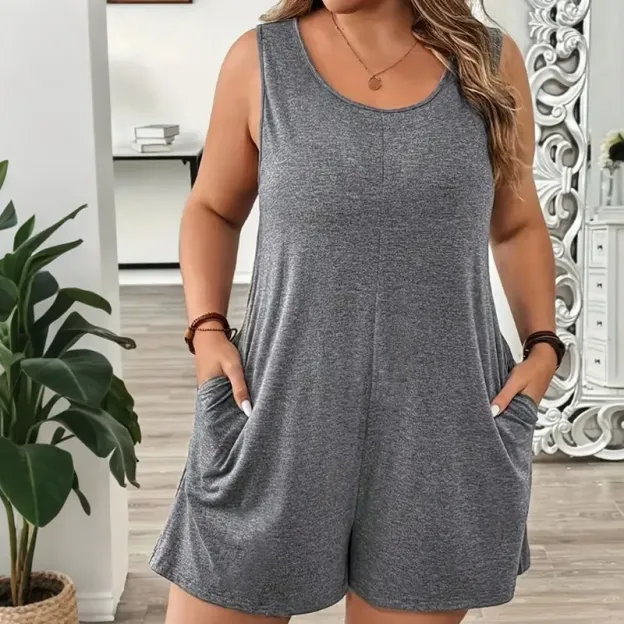 👗 LIMITED-TIME 90% OFF! 💥 Women's Plus Size Sleeveless Jumpsuit with Pockets – Flowy, Comfortable, Versatile ✨